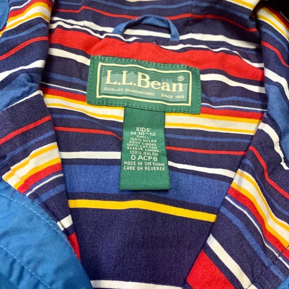 Girls L.L.Bean Blue Lightweight Lined Zip Up Jacket With Hood SIZE KIDS M 10-12 - Picture 1 of 3